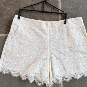 Trina Turk White Lace High Waist Shorts